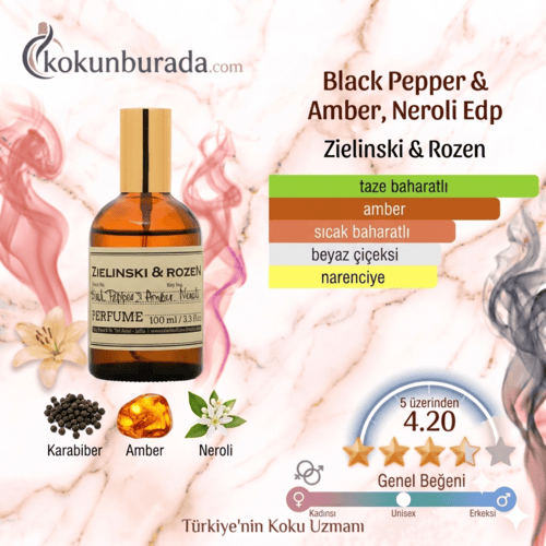 Zielinski & Rozen Black Pepper & Amber, Neroli Edp 100ml Unisex Parfüm Zielinski & Rozen Black Pepper & Amber, Neroli Edp 100ml Unisex Parfüm